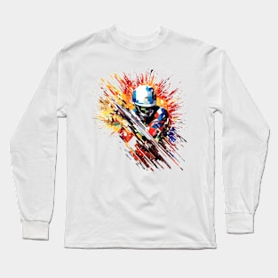 Cricket Player Sport Game Champion Competition Abstract Long Sleeve T-Shirt